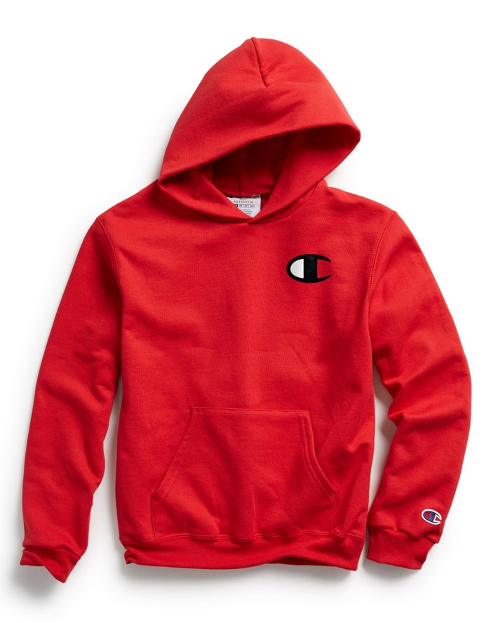 Champion Double Dry Giant C Logo Hoodie Meisjes - Rood - Belgie 3059EQIJV